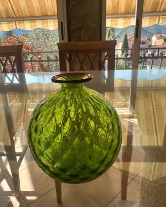 Venini – Vaso Balloton - verde filo rosso