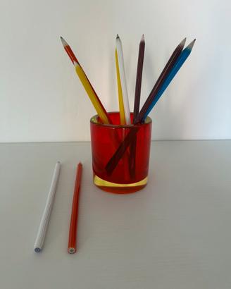 Vaso Porta Matite e Matite in Vetro di Murano