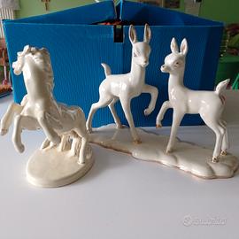 soprammobile vintage cerbiatti e cavalli