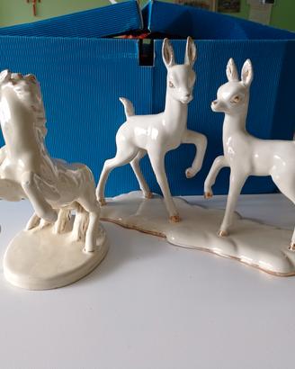 soprammobile vintage cerbiatti e cavalli