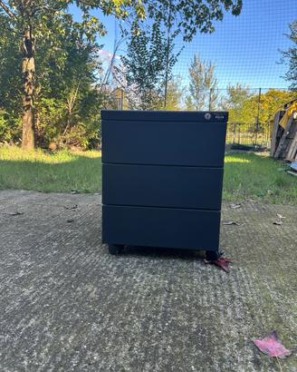 Cassettiera da ufficio in metallo nero