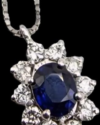 COLLANA ORO ZAFFIRO DIAMANTI