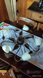 lampadario vintage in arte povera 