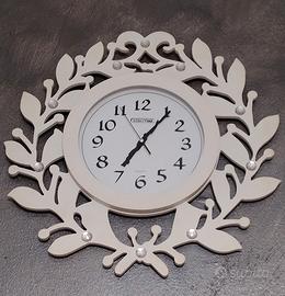 Orologio Da parete bianco shabby con strass