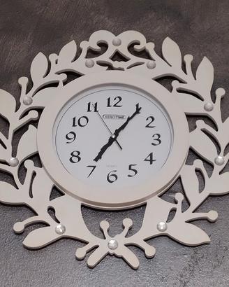 Orologio Da parete bianco shabby con strass