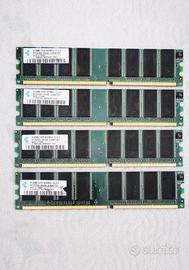 2GB RAM x4 moduli da 512MB DDR-400  PC3200U CL 2.5