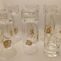 6 bicchieri da liquore con decoro rose