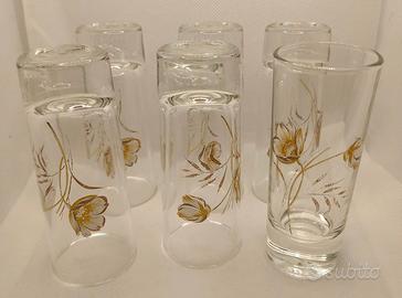 6 bicchieri da liquore con decoro rose