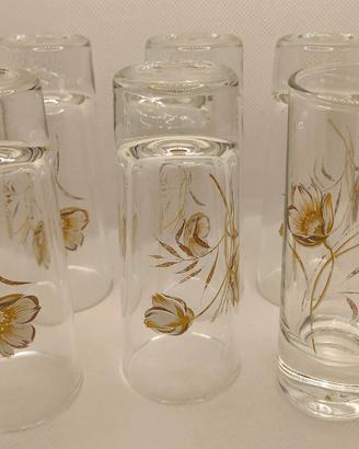6 bicchieri da liquore con decoro rose