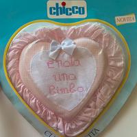 Cuscinetto cuore nascita bimba ricamato Chicco