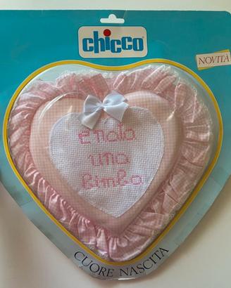 Cuscinetto cuore nascita bimba ricamato Chicco