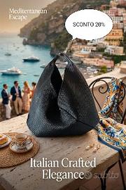 MAXI HOBO IN RAFIA NATURALE E MANICO IN PELLE 