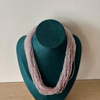 collana multistrato rossa chiaro nuova