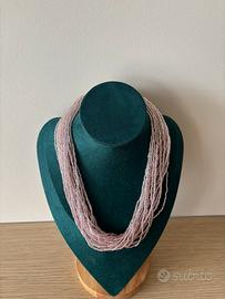 collana multistrato rossa chiaro nuova