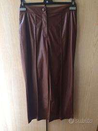 Pantaloni donna NUOVI marroni ecopelle Sisley