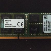 ram 8gb DDR3 Kingston portatile