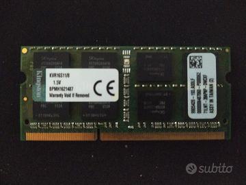 ram 8gb DDR3 Kingston portatile