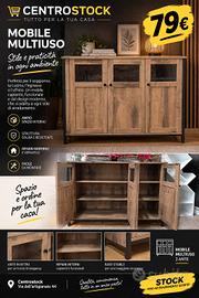 Credenza 3 Ante Stile Industriale 100cm