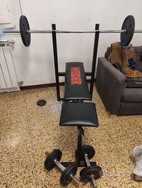 Panca piana - bilanciere - 80kg circa di pesi