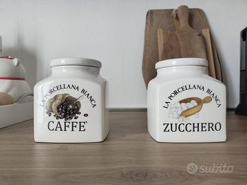 Contenitore Caffè e Zucchero La Porcellana Bianca