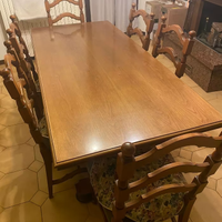 Tavolo da Pranzo in Legno Massello con 6 Sedie