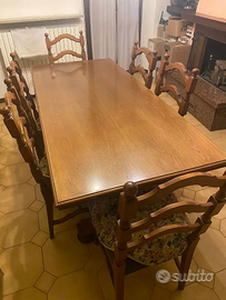 Tavolo da Pranzo in Legno Massello con 6 Sedie