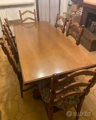 Tavolo da Pranzo in Legno Massello con 6 Sedie