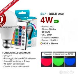 Lampadina led rgb 4w e27 320lumen 30w multicolor