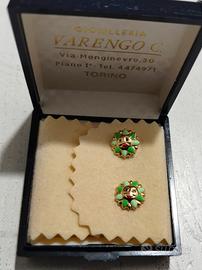 Orecchini Vintage Oro e Smalto-Gioielleria Varengo