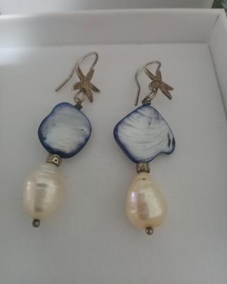 orecchini bijotteria artigianale con vera madrep