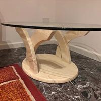 tavolinl in marmo e vetro 