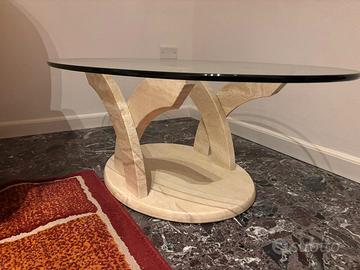 tavolinl in marmo e vetro 