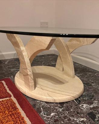 tavolinl in marmo e vetro 