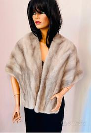 Stola pelliccia visone grigio argento zaffiro
