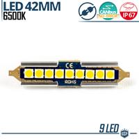 1 Lampadina LED SILURO 42mm C5W 9 LED 6500K Canbus