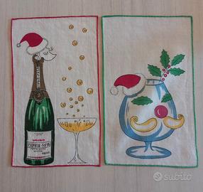 2 Fazzoletti da Cocktail Vintage Anni '50/'60 Lino