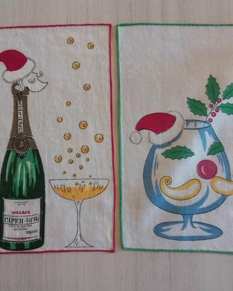 2 Fazzoletti da Cocktail Vintage Anni '50/'60 Lino