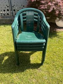4 sedie da giardino Grosfillex verdi con braccioli