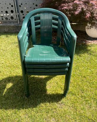 4 sedie da giardino Grosfillex verdi con braccioli