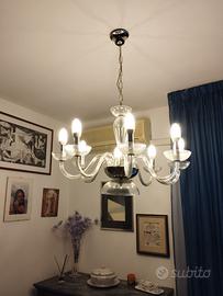 lampadario in vetro trasparente