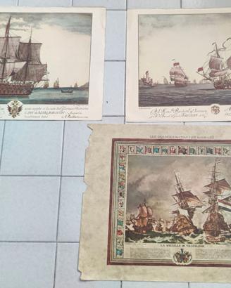 Lotto stampe vintage di incisioni navali storiche