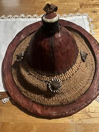 Cappello di paglia/cuoio artigianale  Fulani