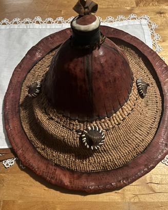 Cappello di paglia/cuoio artigianale  Fulani