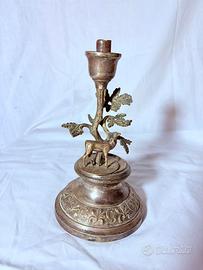 Antico candeliere con cervo Art Nouveau del 1800