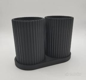 Set di portaspazzolini a doppia costola