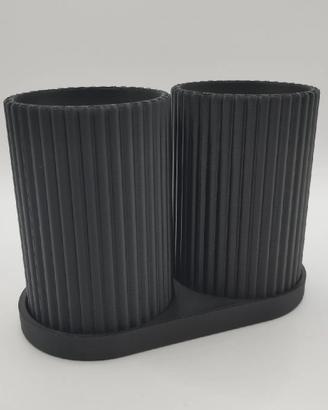 Set di portaspazzolini a doppia costola