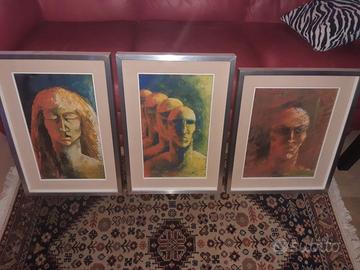 Tre dipinti olio su tela anno 1972