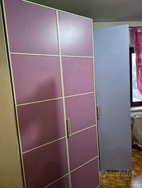 Armadio a 2 ante rosa e lilla