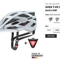 Casco Ciclisno UVEX + plug-in led. NUOVO