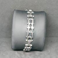 Bracciale uomo acciaio e nero stile catena moto